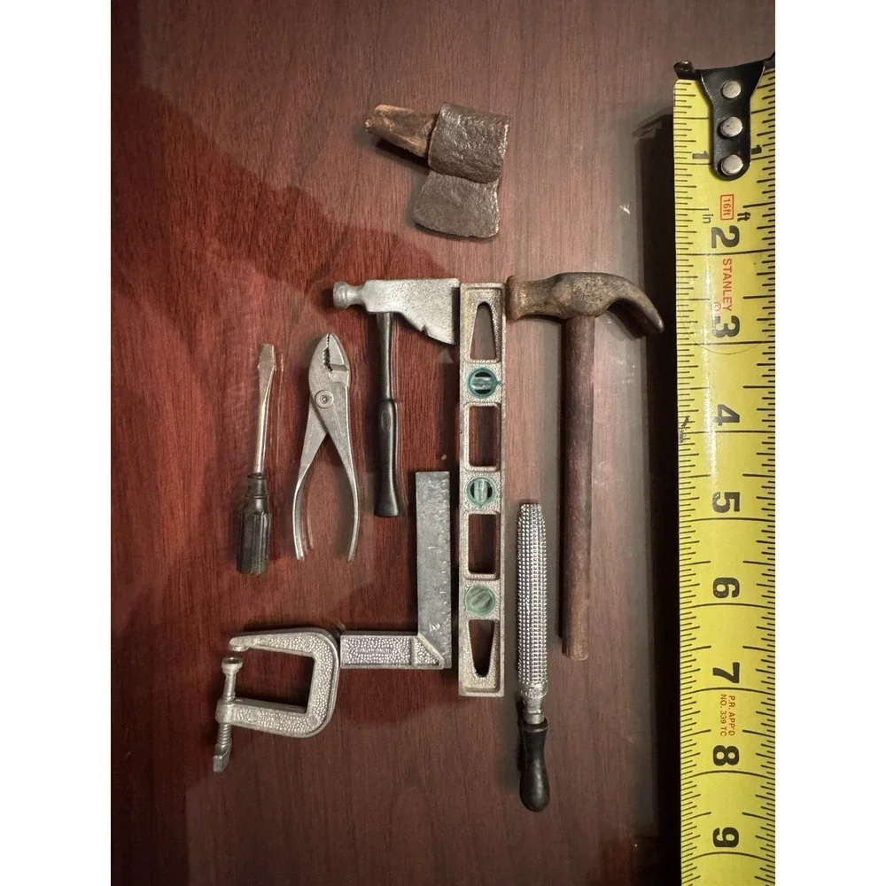 Antique Metal Toy Tools W/Plastic Toolboxes